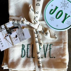 Rae Dunn Christmas Napkins and Target “joy” ornament